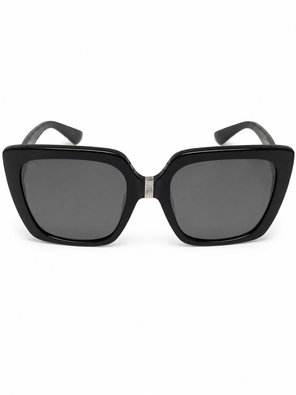 Gucci Black Oversized Square Women’s Sunglasses with Silver Bridge